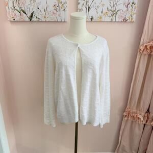 Amber White Textured Knit Cardigan — Size M